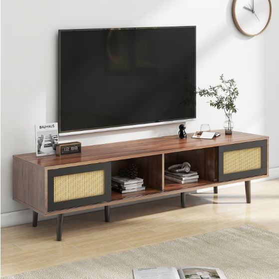 Medieval Modern Walnut Wooden TV Cabinet