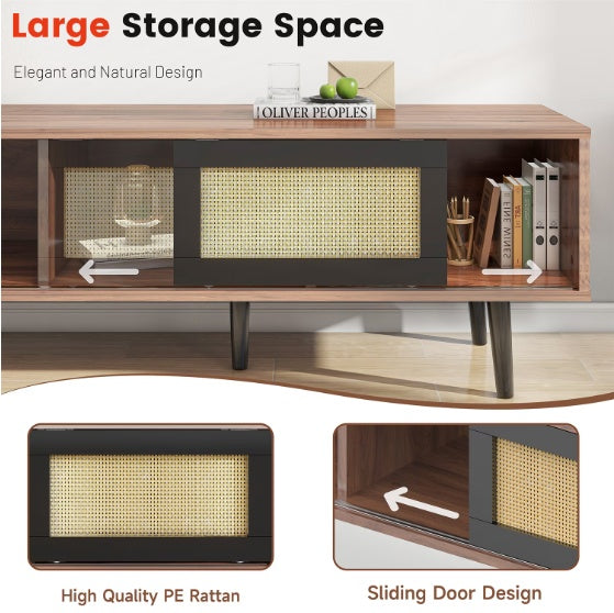 Medieval Modern Walnut Wooden TV Cabinet