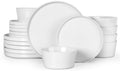 Herogo 18 Pieces Stoneware Dinnerware Dishes Set for 6 Dinner Plates and Bowls Sets Reactive Glaze Chip & Crack Resistant Microwave & Dishwasher Safe Pearl White