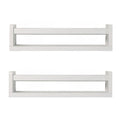 JORIKCHUO Nursery Book Shelves | Set of 2 Wood Floating Shelves for Kids Room Kitchen Spice Rack or Rustic Wall Mounted | Farmhouse Bathroom Décor (Rustic White).