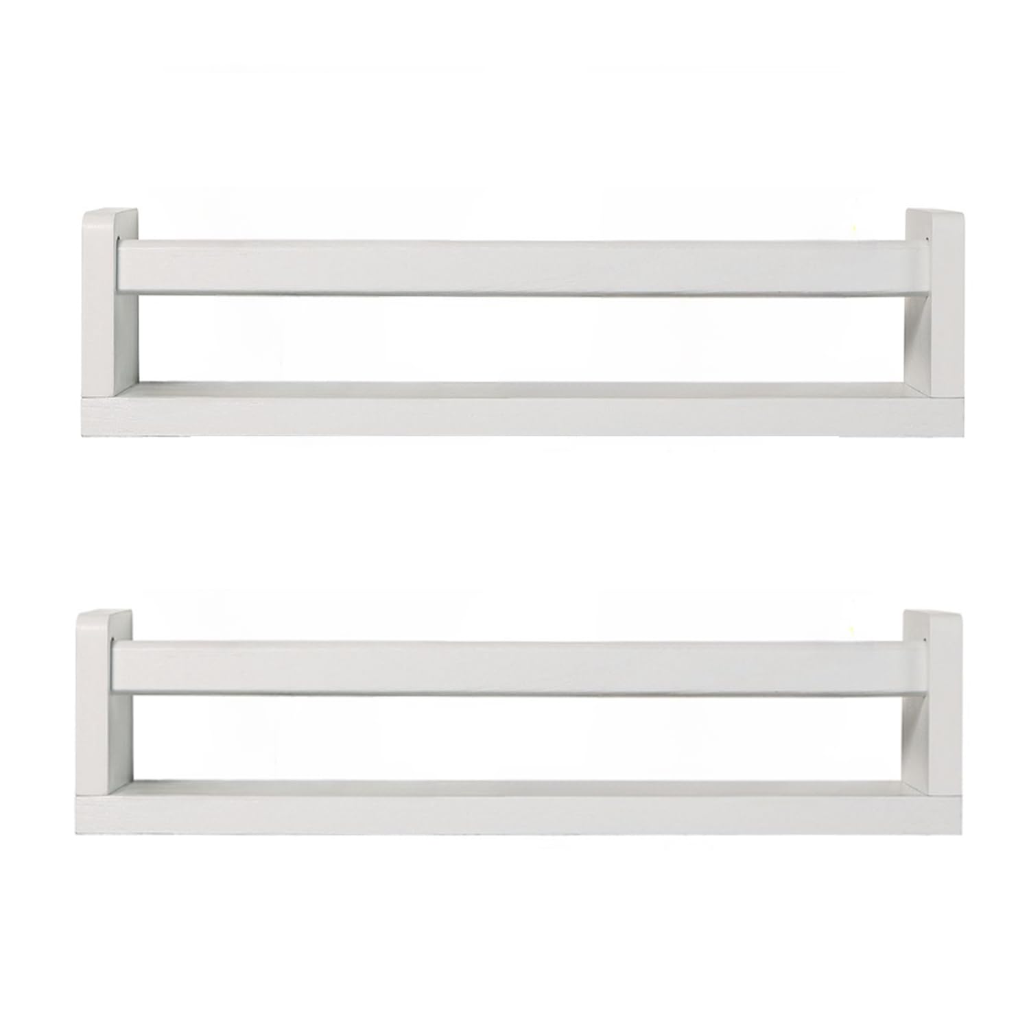 JORIKCHUO Nursery Book Shelves | Set of 2 Wood Floating Shelves for Kids Room Kitchen Spice Rack or Rustic Wall Mounted | Farmhouse Bathroom Décor (Rustic White).