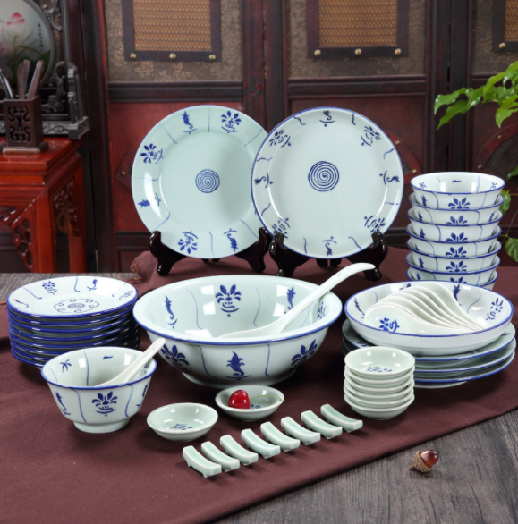 Antique 48-Piece Ceramic Dinnerware Set