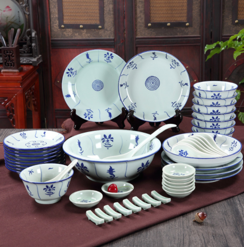 Antique Ceramic Dinnerware Set, 48-Piece