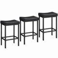 HOOBRO Bar StoolsSet of 3 Bar Chairs Counter Height Bar Stools Saddle Stools Set of 3 Kitchen Stools 24.8" Barstools 2.4" Thick Upholstery for Kitchen Dining Room Cafe Black BB10BYP301