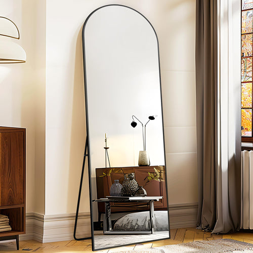 Arched Full-Length Mirror, 57×20" — Black