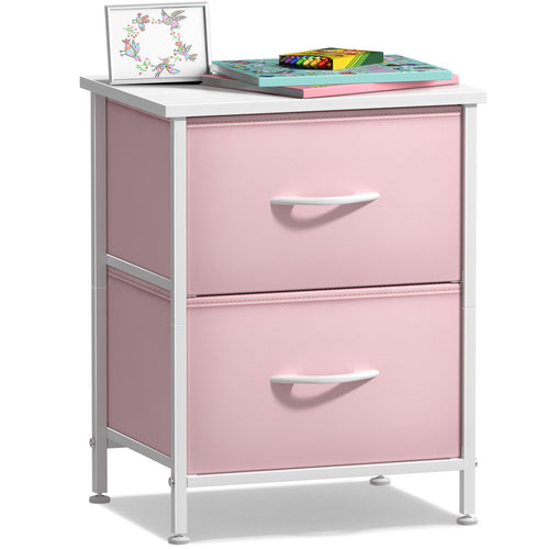 2-Drawer Kids Nightstand with Fabric Bins