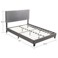 Queen-size Upholstered Platform Bed Frame Is Easy To Assemble And Grey