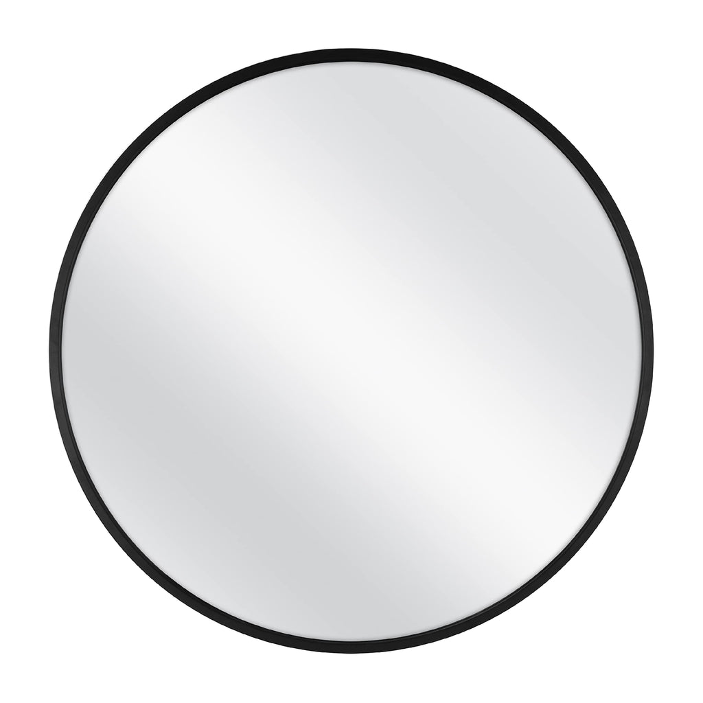 MCS Master & Co. 26in Round Metal Black Mirror Modern Wall Hanging Large Mirror for Bathroom Bedroom & Livingroom