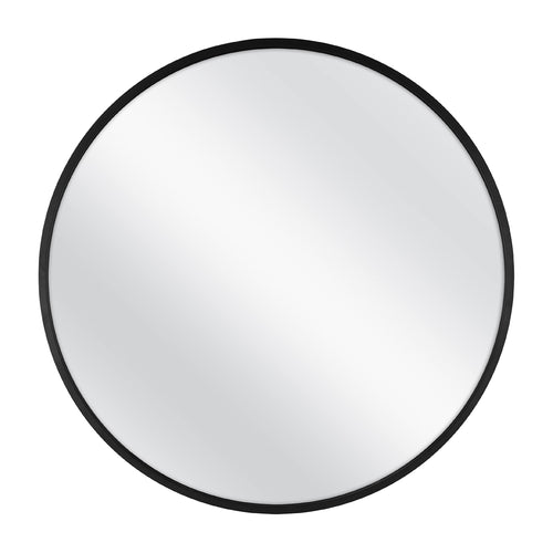 26" Round Black Metal Wall Mirror