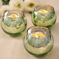 Volens 24PCS Green Votive Candle Holders Bulk Round Mercury Glass Candle Holders for Tealight - Green Centerpiece Table Decorations for Wedding Birthday Party Bridal Shower and Home Decor
