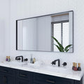 VocalStar 55 x 30 Inch Black Bathroom Mirror for Wall Square Corner Rectangle Black Metal Framed Bathroom Vanity Mirror Modern Farmhouse 1/4-inch Shatterproof Glass | Ultra-Flush Hanging