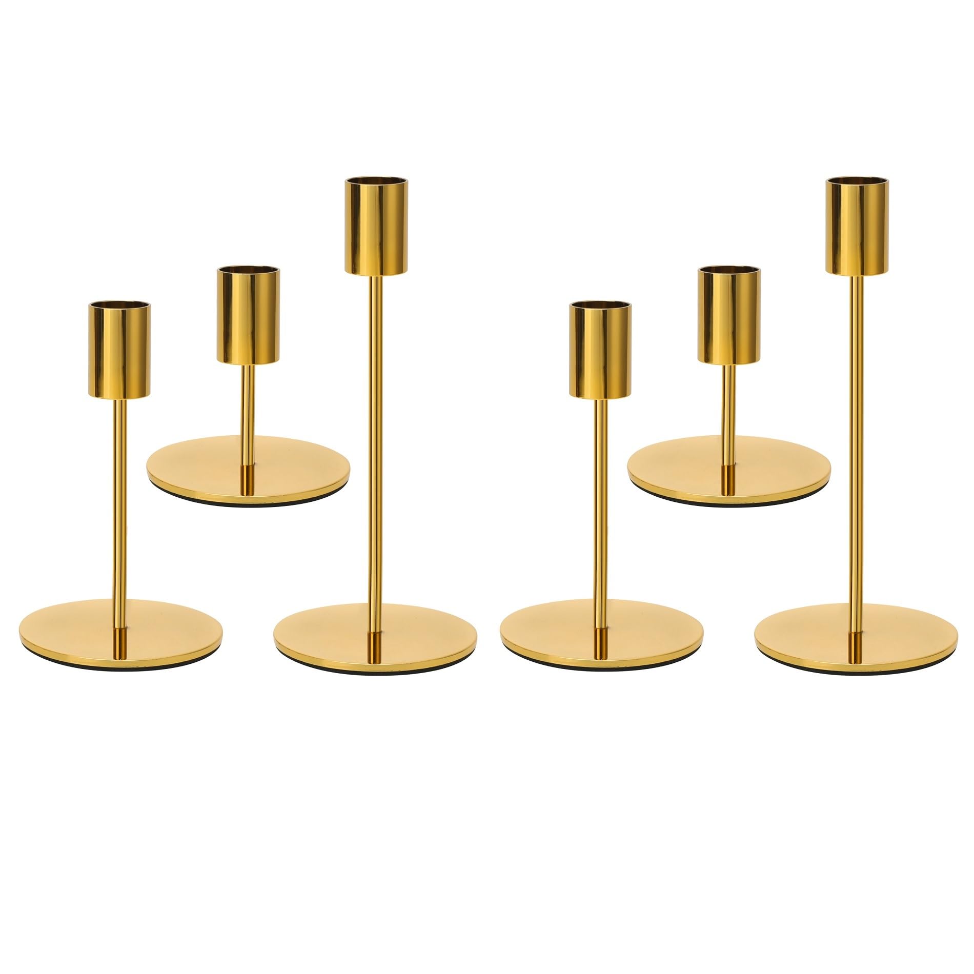 Anndason 6 PCS Gold Candlestick Holders Gold Candle Holder Taper Candle Holders Candle Holders Decorative Candlestick Holder for Home Decor Wedding Dinning Party Anniversary (Gold)