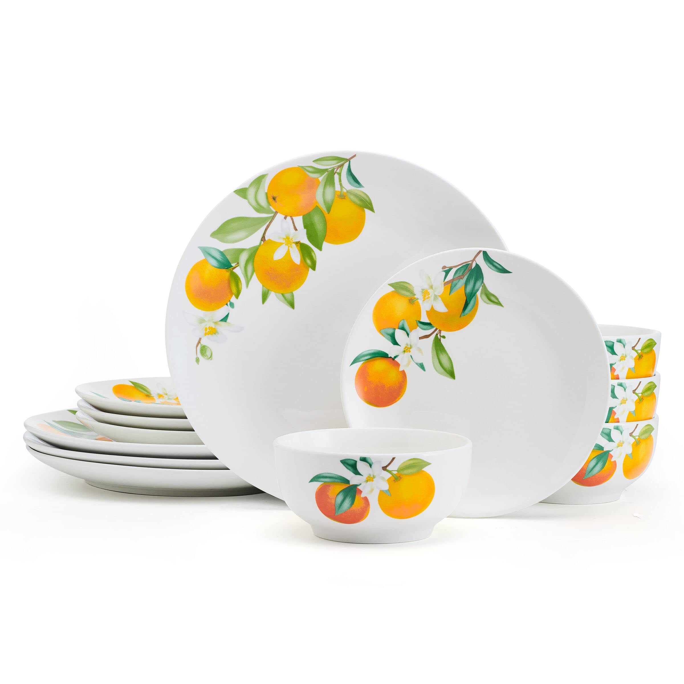 Studio Nova Oranges 12 Piece Dinnerware Set Service for 4 White