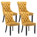 Eifizek Velvet Dining Chairs Set of 4 Tufted Dining Room Chairs with Nailhead Ring Pull Trim Upholstered Dining Chairs with Solid Wood Legs for Kitchen Dining Room (Gold)