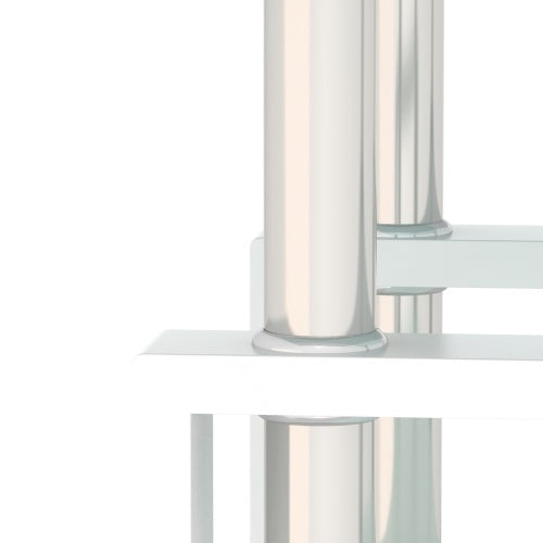 1-Piece Modern Tempered Glass Tea Table Coffee Table End Table, Square Table For Living Room, Transparent White