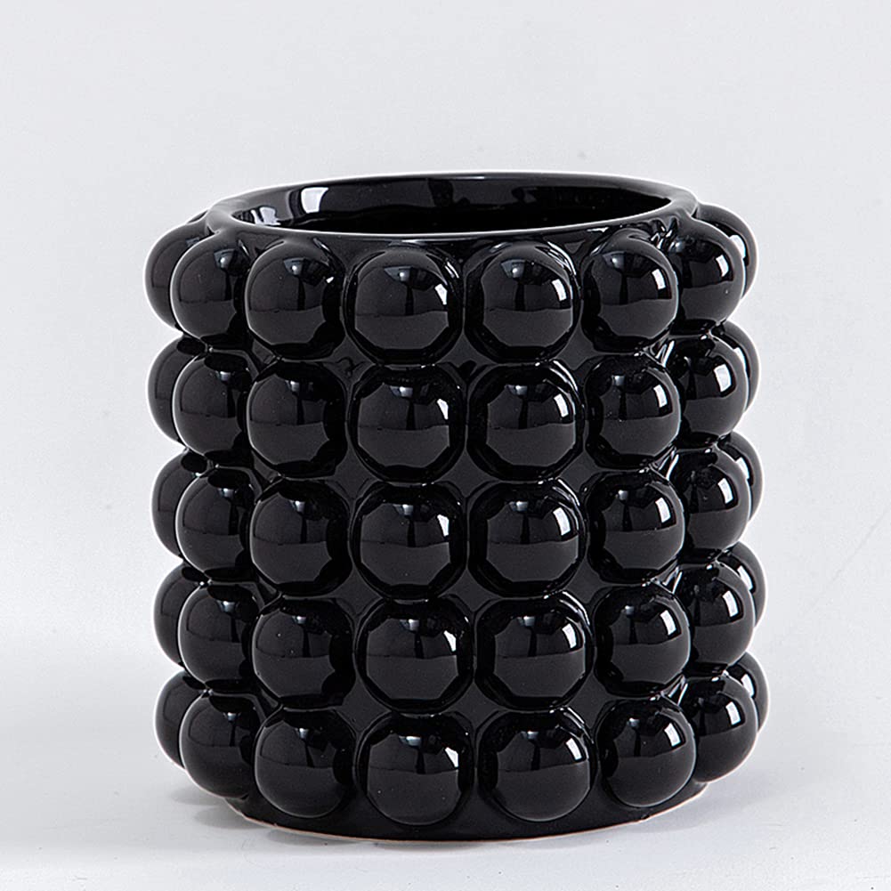 Anding Black Vase. Black Ceramic Vase for Home Decor. Pampas Grass Vase. Boho Vase.Modern Vase. Decorative Vase for Home Decor. Clay Vase Flowerpot (A9902S Black)