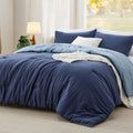 Bedsure California King Comforter Set Reversible Navy Soft Prewashed Bed Comforter for All Seasons 3 Pieces Warm Bedding Sets 1 Lightweight Comforter (104"x96") and 2 Pillowcases (20"x36")