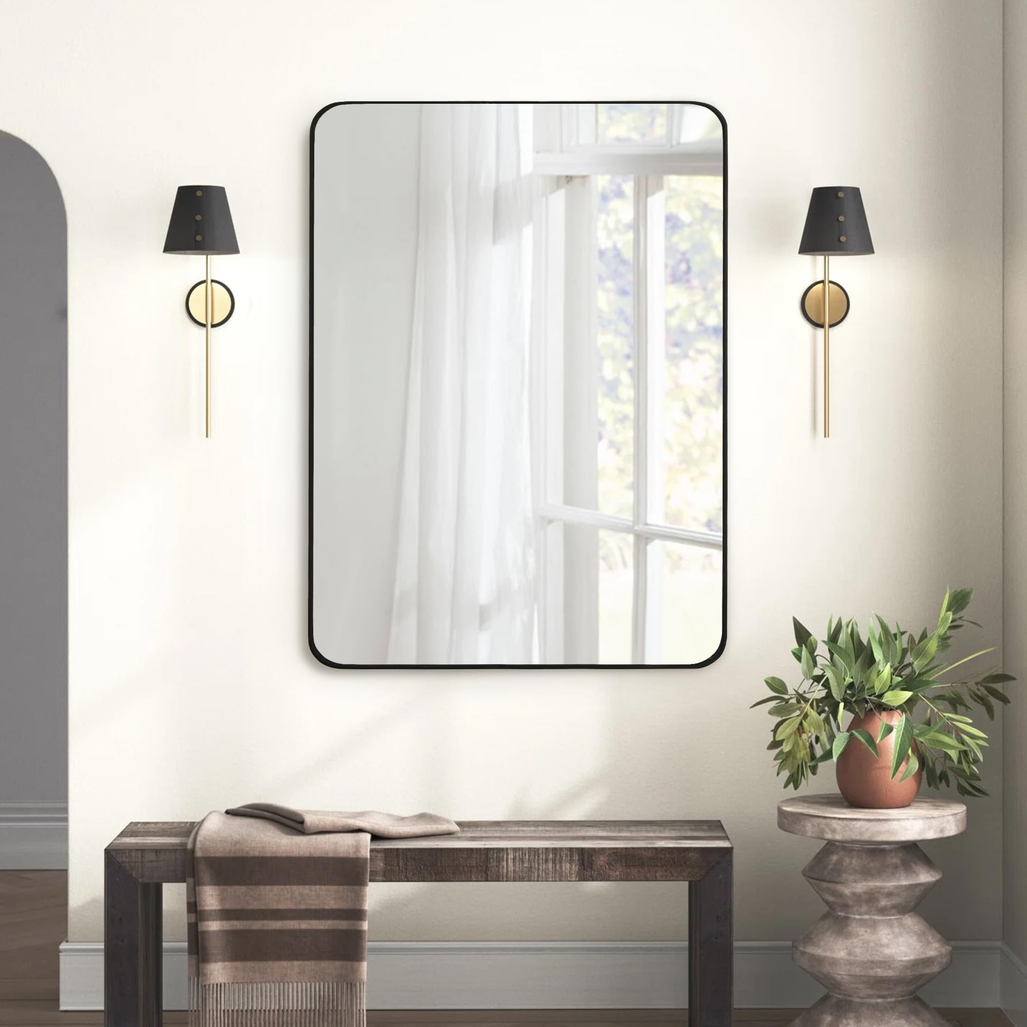 CULER Black Bathroom Wall Mirror30 x 40 Inch Large Rectangle Vanity Modern Tempered Glass Mirror for BedroomLiving RoomEntryway (30x40 Inch Black)
