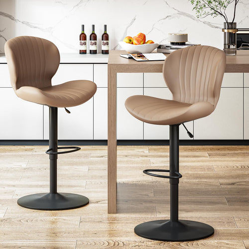 Adjustable Faux Leather Swivel Counter Stools, Set of 2