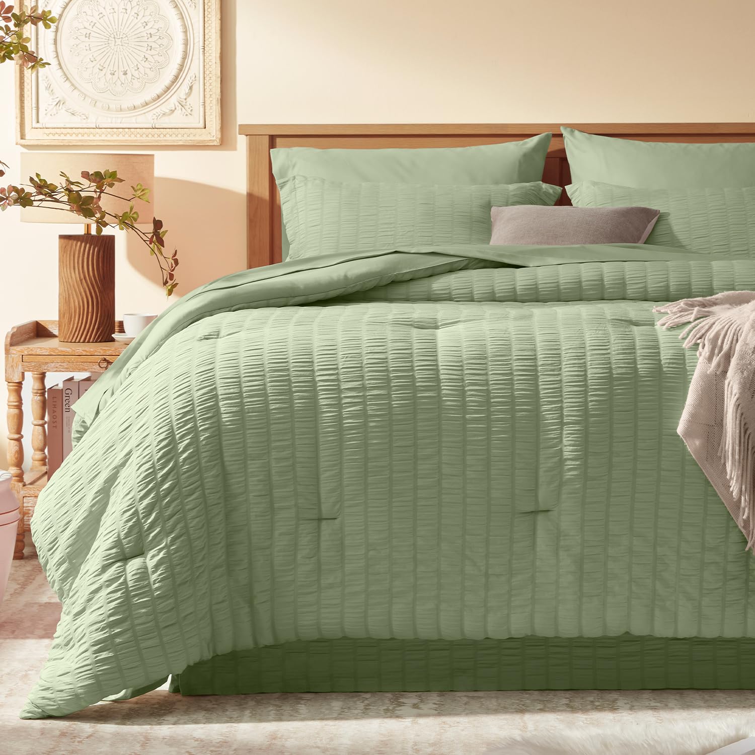 Seersucker Queen Comforter Set, 8-Piece