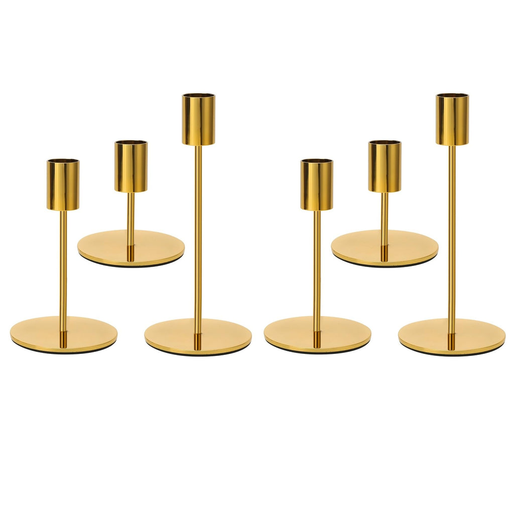 Anndason 6 PCS Gold Candlestick Holders Gold Candle Holder Taper Candle Holders Candle Holders Decorative Candlestick Holder for Home Decor Wedding Dinning Party Anniversary (Gold)