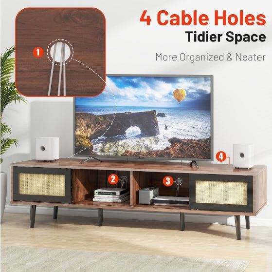 Medieval Modern Walnut Wooden TV Cabinet