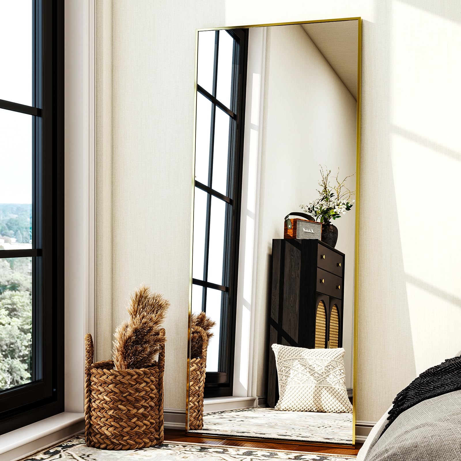 HARRITPURE 68" x 24" Full Length Mirror - Full Body Mirror/Rectangle Floor Mirror Aluminun Alloy Frame Body Mirror for Cloakroom Bedroom Standing MirrorsGold