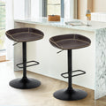COLAMY Adjustable Swivel Bar Stools Set of 2 Swivel Counter Height Bar Stools for Kitchen Island Modern Adjustable Leather Barstools for Kitchen Dining Room Bar Dark Brown